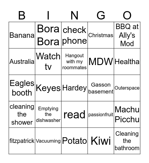 iSleep BINGO Card