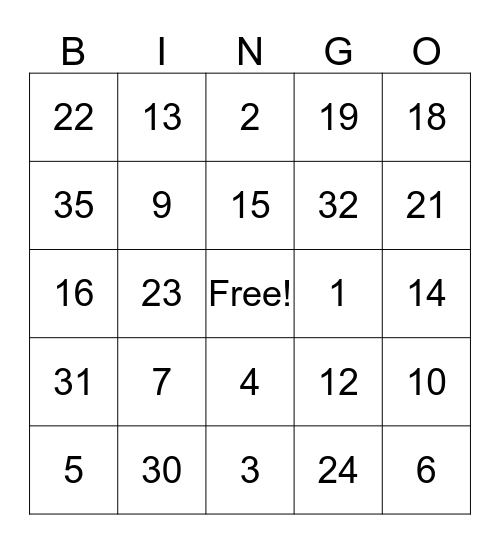 Thanksgiving Bingo Card