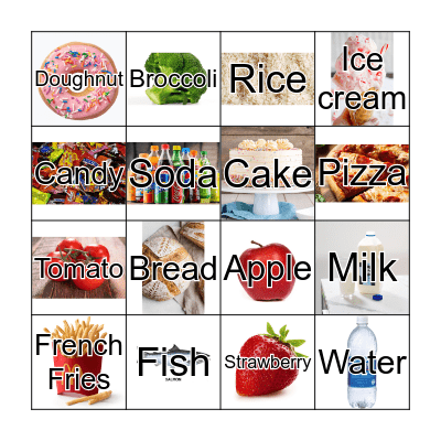 Healthy/Unhealthy Food Bingo Card