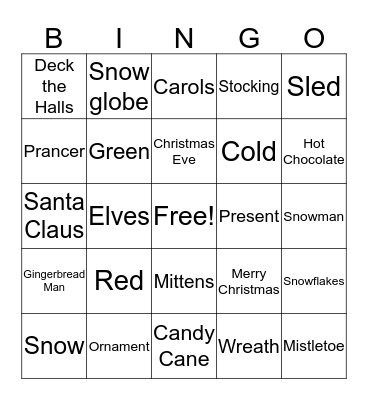O'Keeffe Holiday Bingo Card
