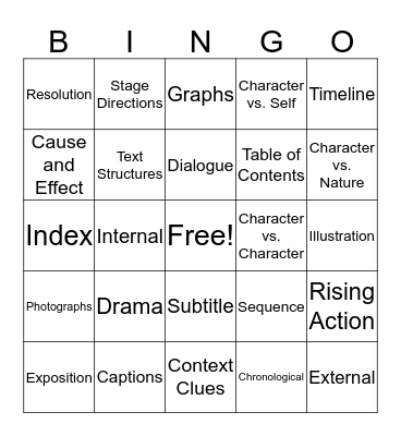 First Semester ELA Bingo Card