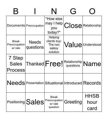 ACCOUNT OPENING BINGO Card