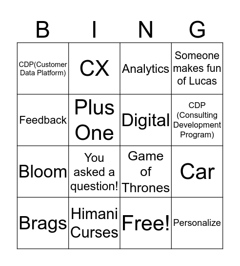 Enteractive Bingo Card