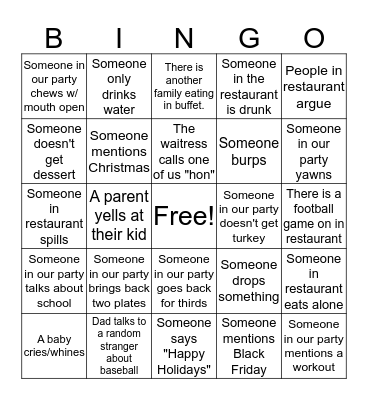 Thanksgiving in Mesquite Bingo Card