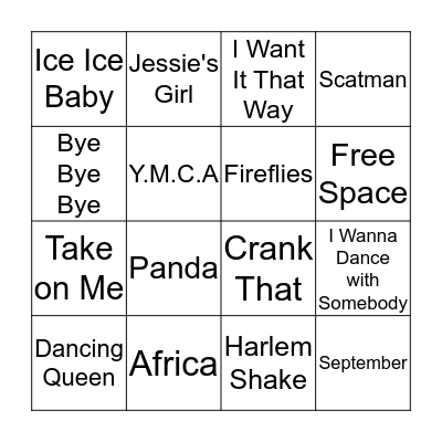 Musical Bingo Card