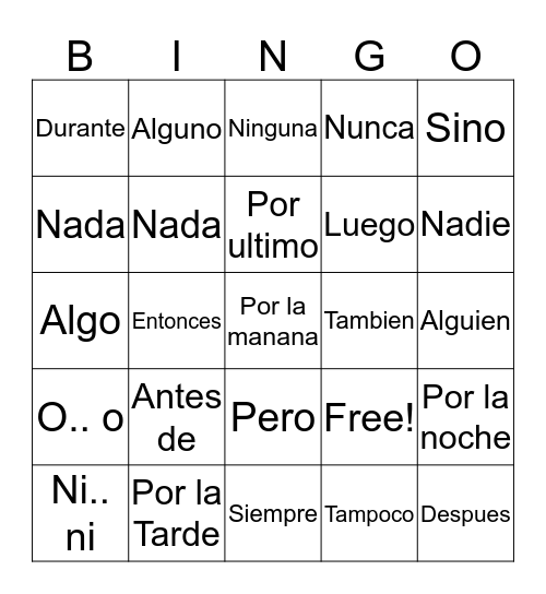 stuff  Bingo Card