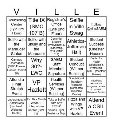 SAEM DEPARTMENT BINGO Card