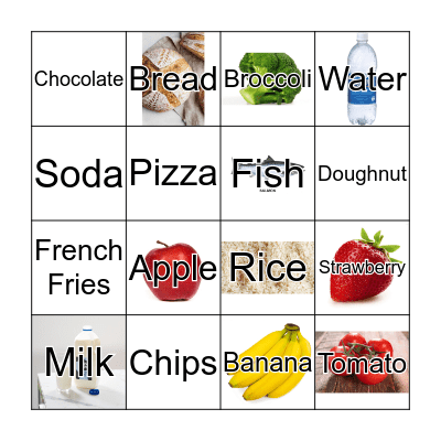 Healthy/Unhealthy Food Bingo Card