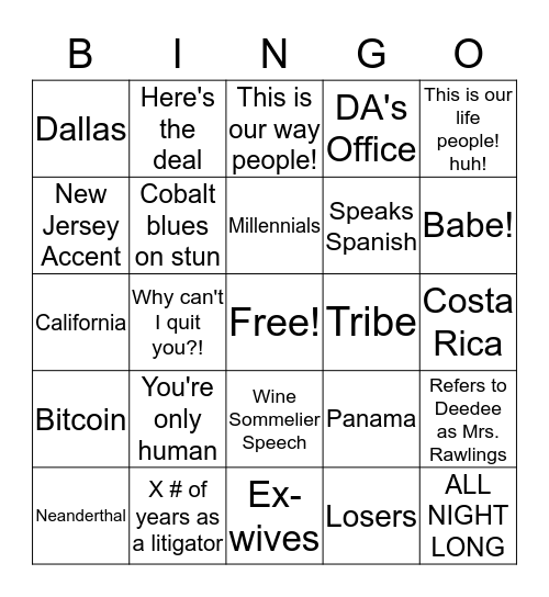 Clay Bingo Card