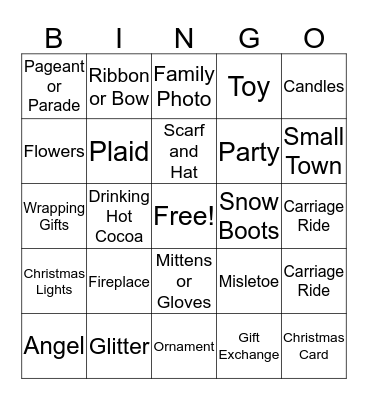 Hallmark Christmas Movie Bingo Card