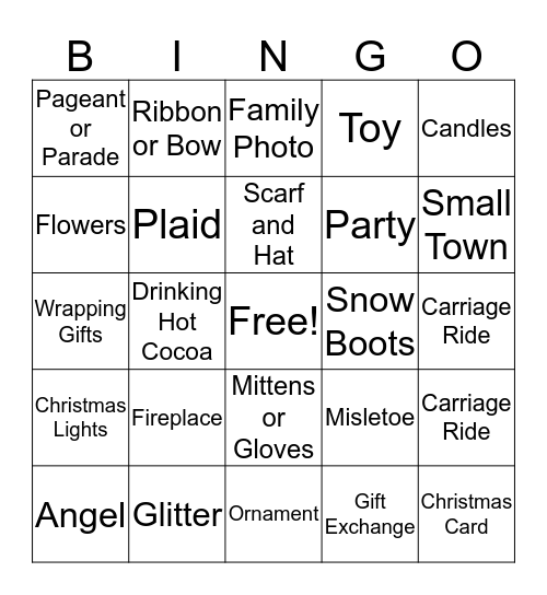 Hallmark Christmas Movie Bingo Card