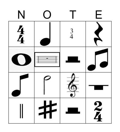 Music Notes Review Bingo Card