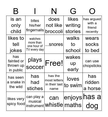 Find someone who Bingo Card
