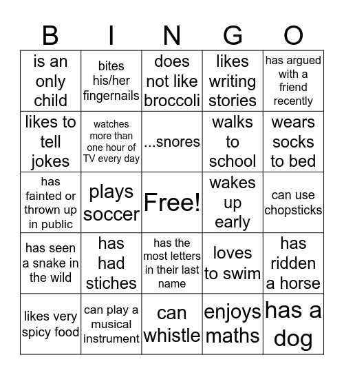 Find someone who Bingo Card