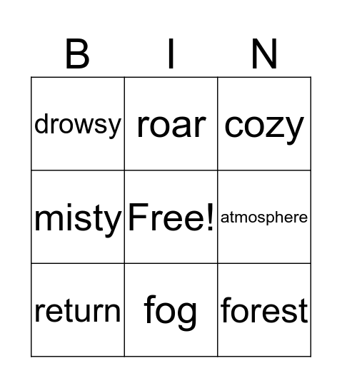 When I Read Bingo Card