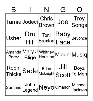 R&B (Round 1)  Bingo Card