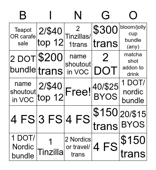 DT XMAS Bingo Card