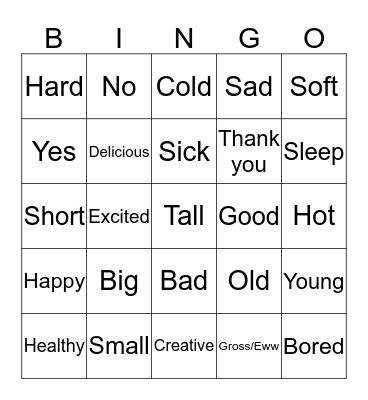 Random ASL Bingo Card