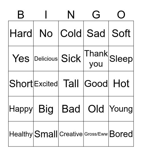 Random ASL Bingo Card
