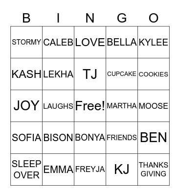 FRIENDS THANKSGIVING Bingo Card