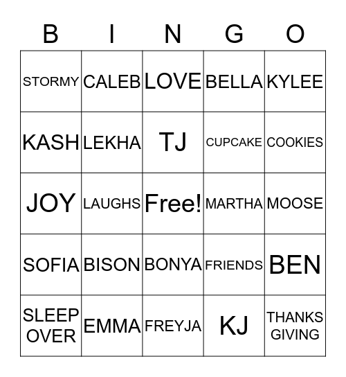 FRIENDS THANKSGIVING Bingo Card