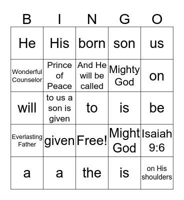 Remember Verse Bingo Card