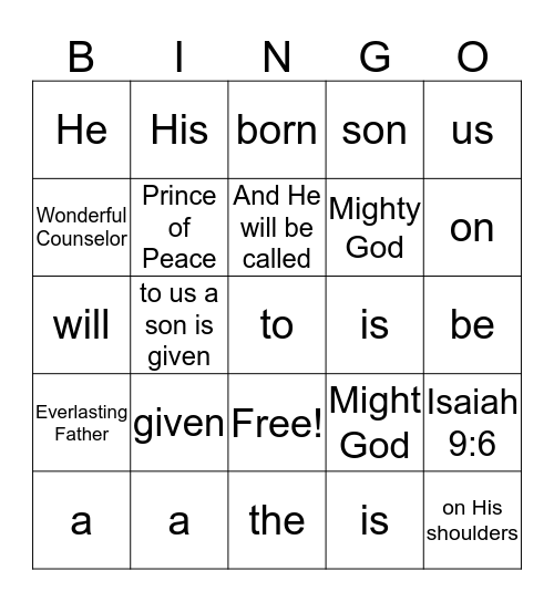 Remember Verse Bingo Card