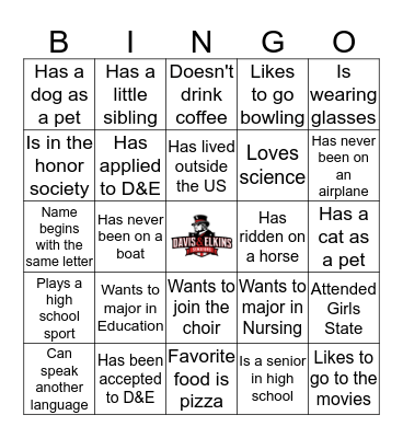 WELCOME TO D&E Bingo Card