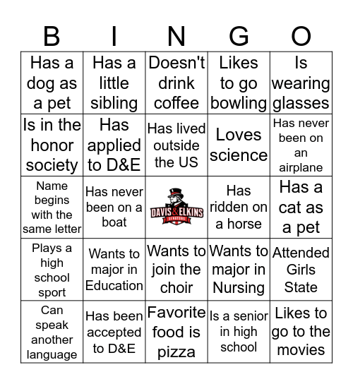 WELCOME TO D&E Bingo Card