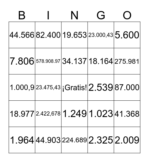 Spanish Lotería Bingo Card