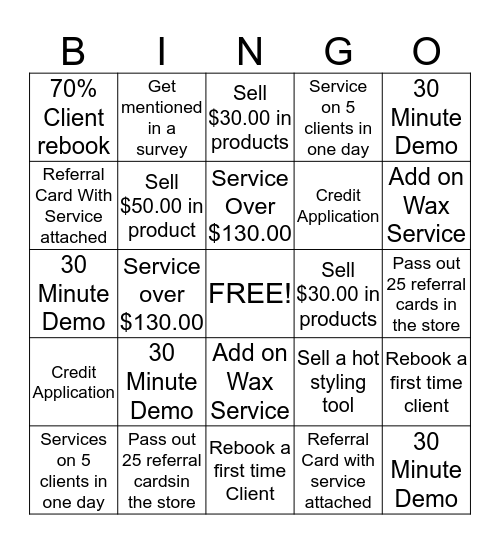 30 Day Marketing Challenge  Bingo Card