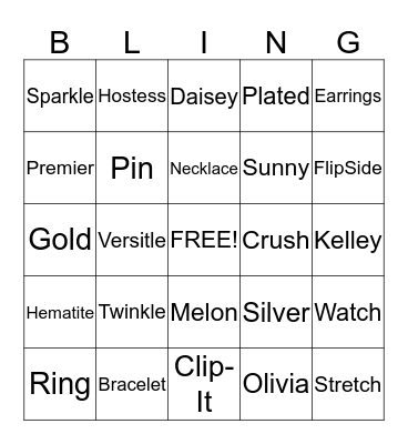 Bling Bingo with Premier Designs Jewelry Bingo Card
