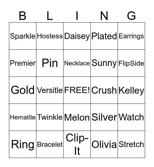 Bling Bingo with Premier Designs Jewelry Bingo Card