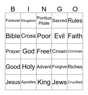 Christ our King Bingo Card