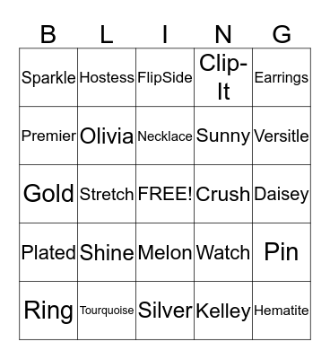 Bling Bingo with Premier Designs Jewelry Bingo Card
