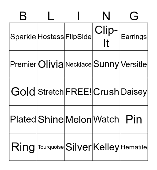 Bling Bingo with Premier Designs Jewelry Bingo Card