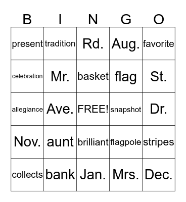 A Birthday Basket for Tia Bingo Card