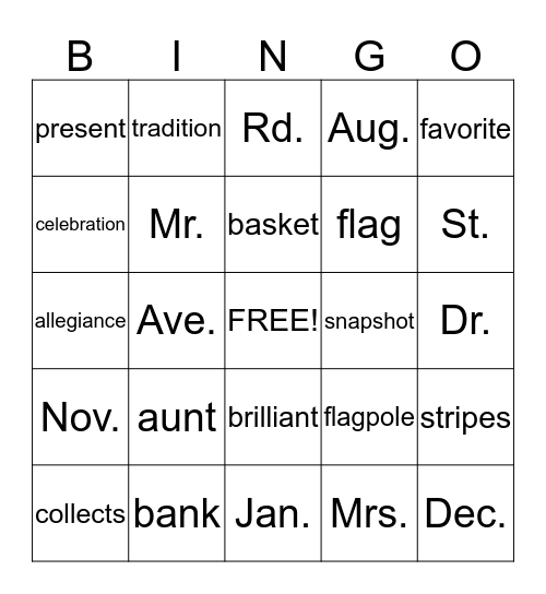 A Birthday Basket for Tia Bingo Card