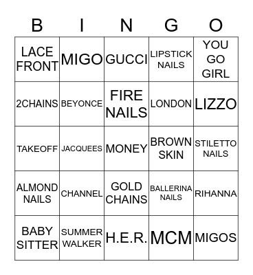 HIP HOP BINGO Card