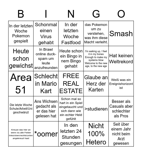 Beengoh Bingo Card