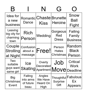 Hallmark Christmas Movies Bingo Card