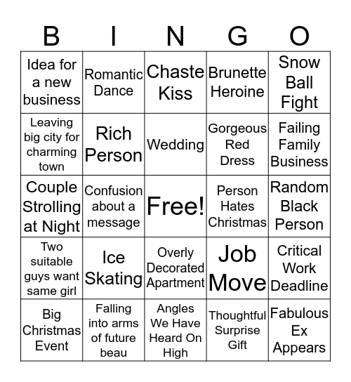 Hallmark Christmas Movies Bingo Card