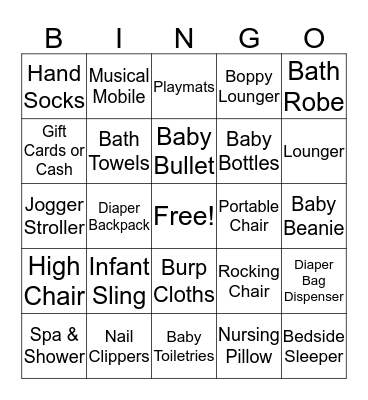 Dumaine Baby Bingo Card