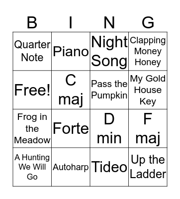 Music BINGO Card
