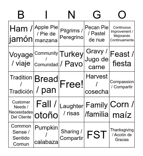 Ashburn Thanksgiving Bingo!!! Bingo Card