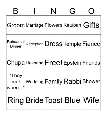 Bridal Shower Bingo!!!! Bingo Card