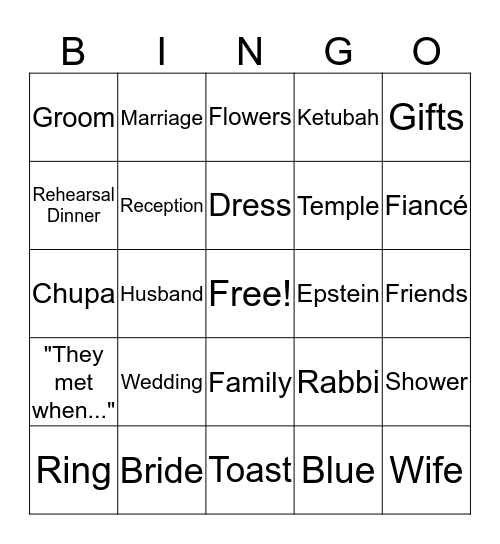 Bridal Shower Bingo!!!! Bingo Card