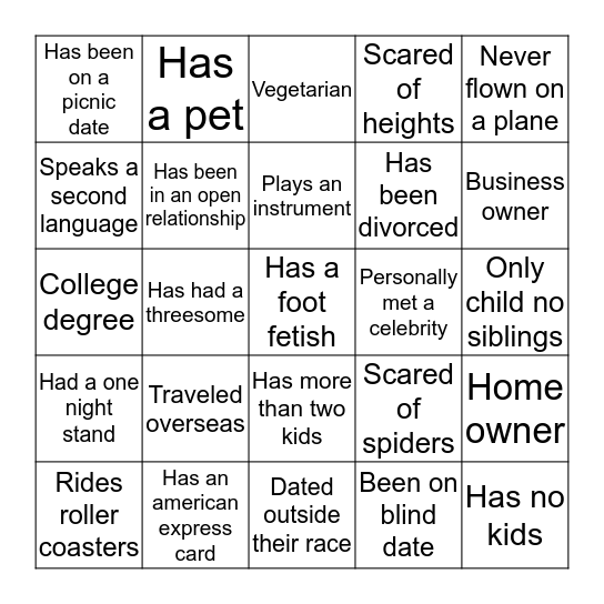 FIND SOMEONE WHO.. Bingo Card