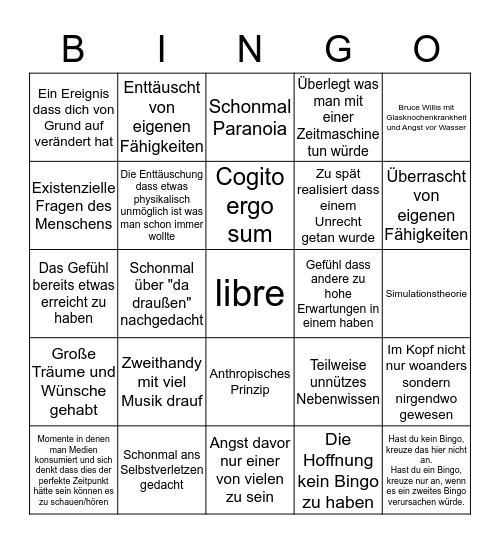 Untermensch Bingo Card