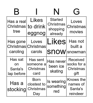 Christmas Party Bingo Card